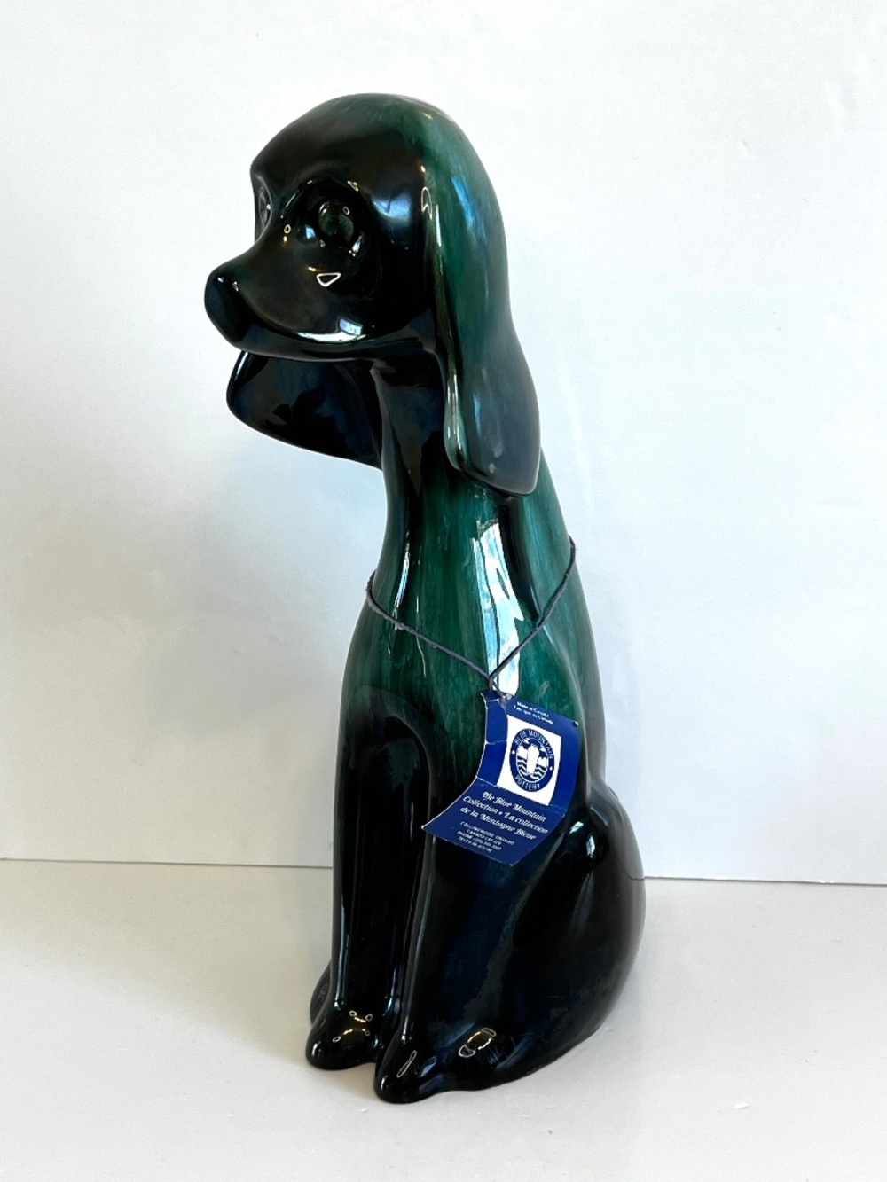 Vintage Canadian Blue Mountain Pottery BMP Large 14” Sitting Dog 1980’s w/ Tag!